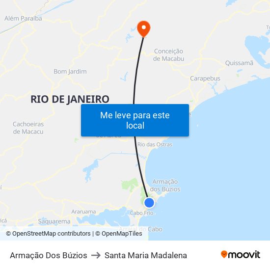 Armação Dos Búzios to Santa Maria Madalena map