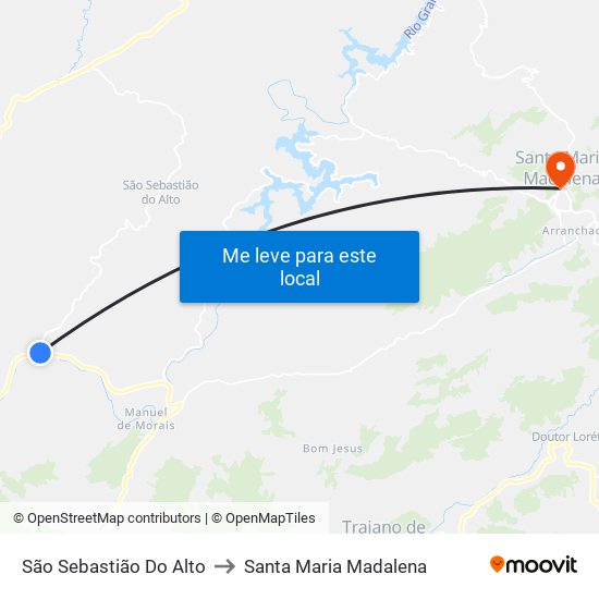 São Sebastião Do Alto to Santa Maria Madalena map