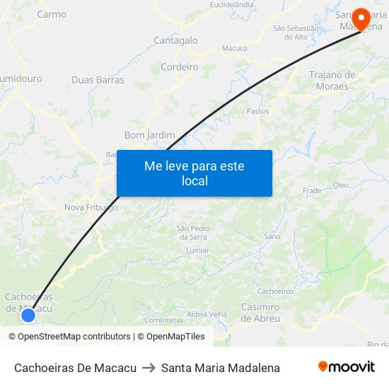 Cachoeiras De Macacu to Santa Maria Madalena map