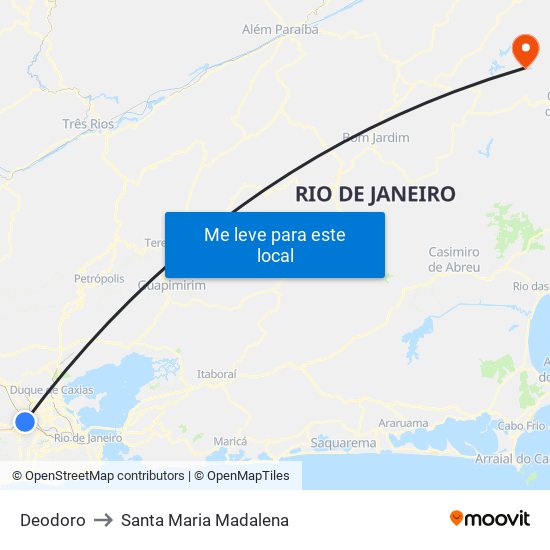 Deodoro to Santa Maria Madalena map