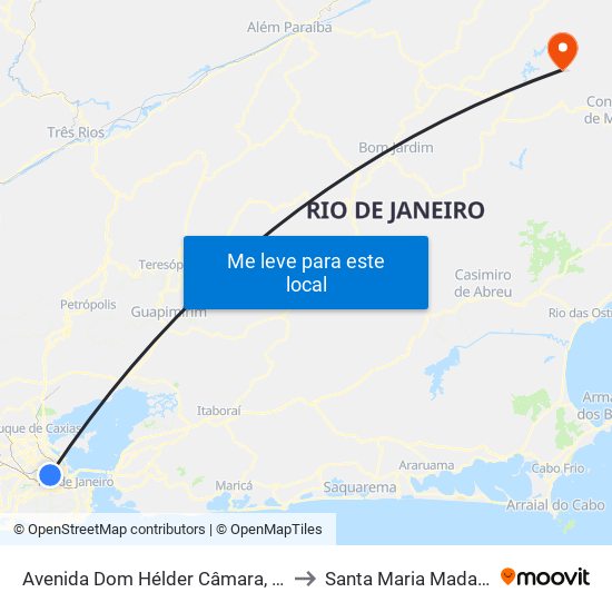 Avenida Dom Hélder Câmara, 3999 to Santa Maria Madalena map