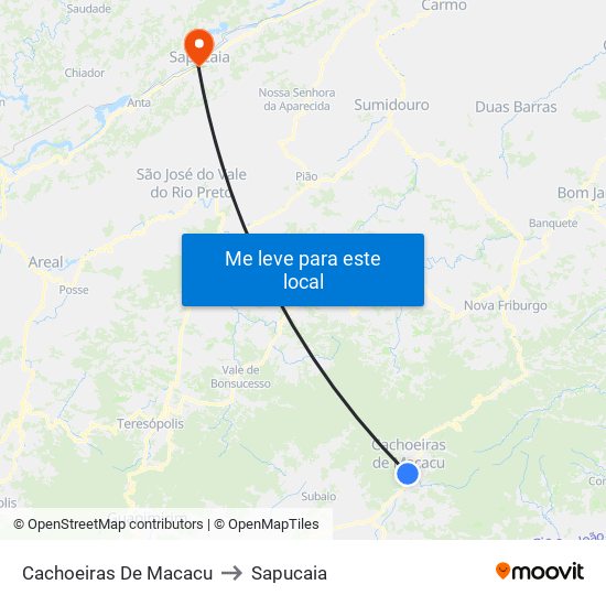 Cachoeiras De Macacu to Sapucaia map