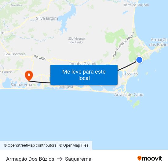 Armação Dos Búzios to Saquarema map