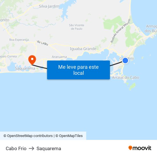Cabo Frio to Saquarema map