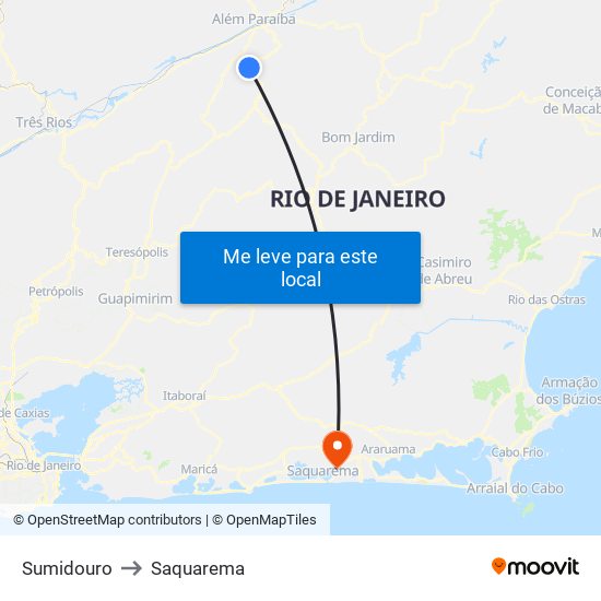 Sumidouro to Saquarema map