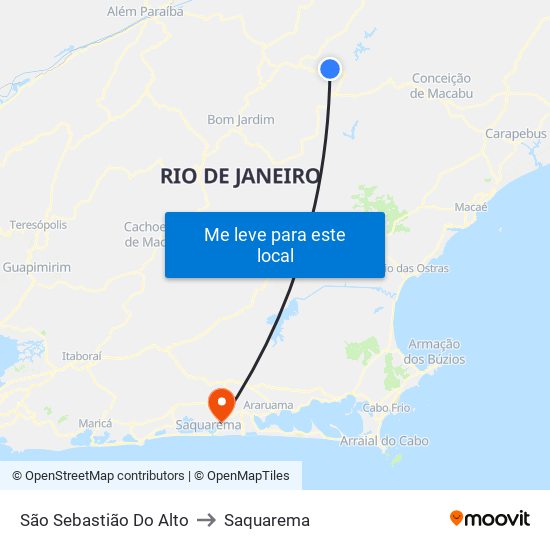 São Sebastião Do Alto to São Sebastião Do Alto map