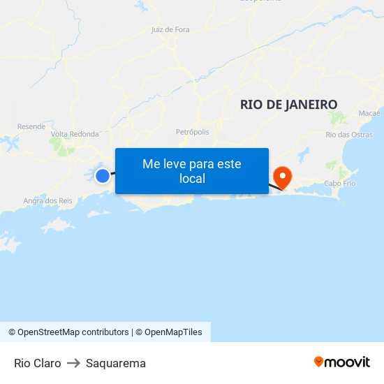 Rio Claro to Saquarema map