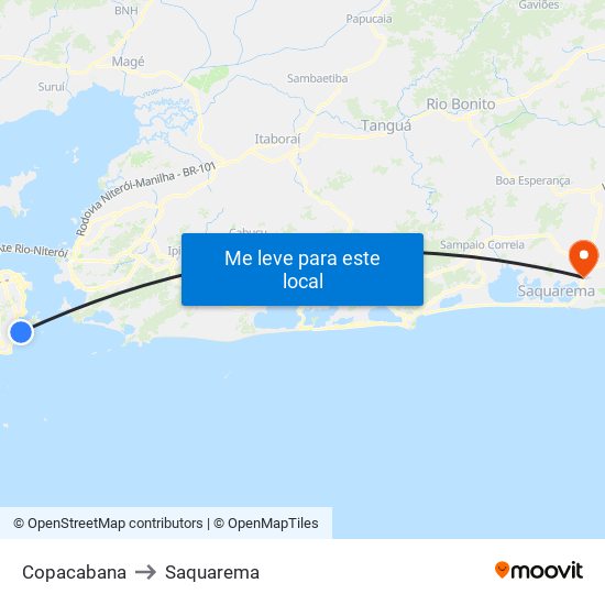 Copacabana to Saquarema map
