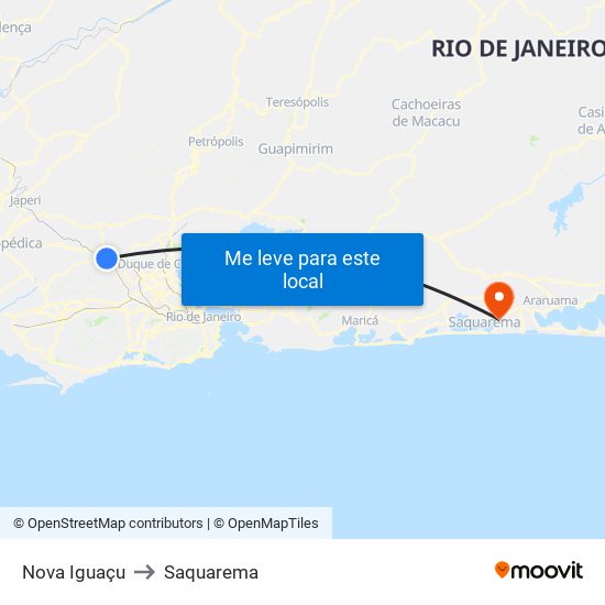 Nova Iguaçu to Saquarema map