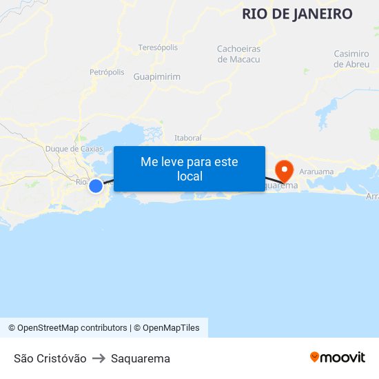 São Cristóvão to Saquarema map