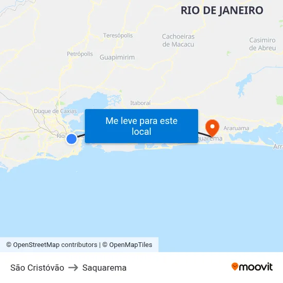 São Cristóvão to Saquarema map