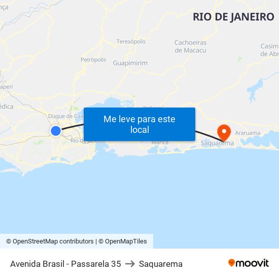Avenida Brasil - Passarela 35 to Saquarema map