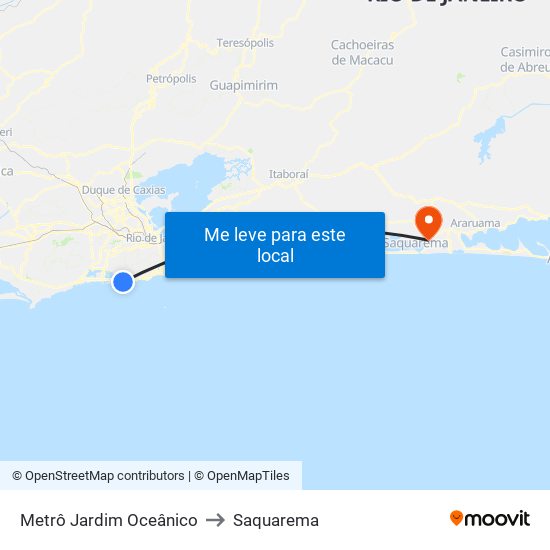 Metrô Jardim Oceânico to Saquarema map