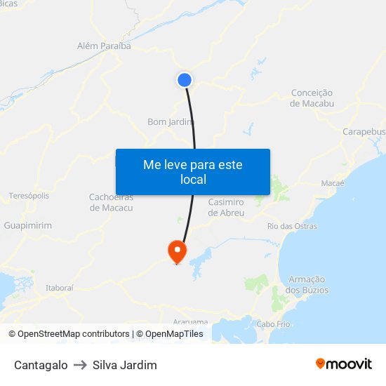 Cantagalo to Silva Jardim map