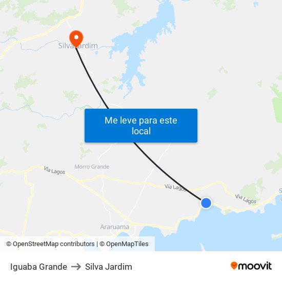 Iguaba Grande to Silva Jardim map