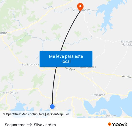 Saquarema to Silva Jardim map