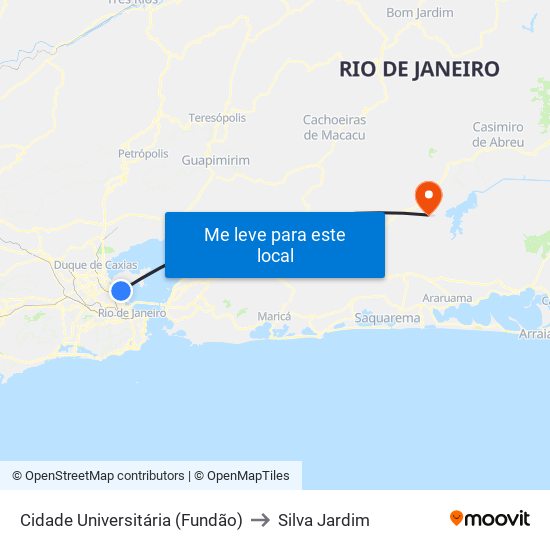 Cidade Universitária (Fundão) to Silva Jardim map