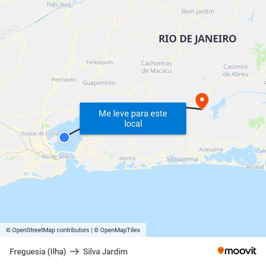 Freguesia (Ilha) to Silva Jardim map