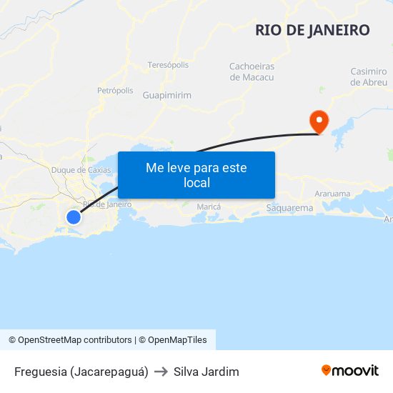 Freguesia (Jacarepaguá) to Silva Jardim map
