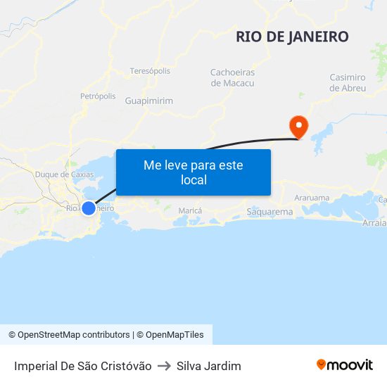 Imperial De São Cristóvão to Silva Jardim map