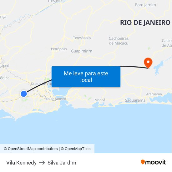 Vila Kennedy to Silva Jardim map