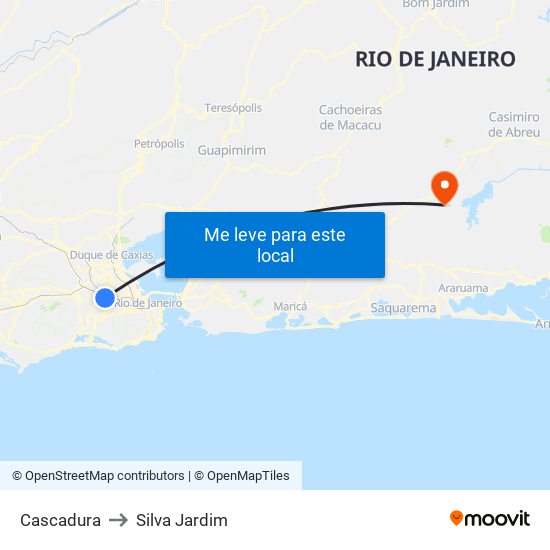 Cascadura to Silva Jardim map