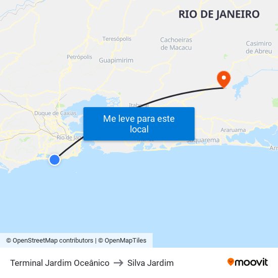 Terminal Jardim Oceânico to Silva Jardim map