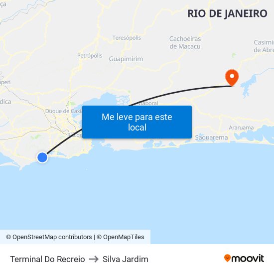 Terminal Do Recreio to Silva Jardim map