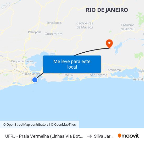 UFRJ - Praia Vermelha (Linhas Via Botafogo) to Silva Jardim map