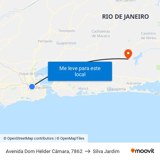 Avenida Dom Hélder Câmara, 7862 to Silva Jardim map