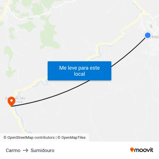 Carmo to Sumidouro map