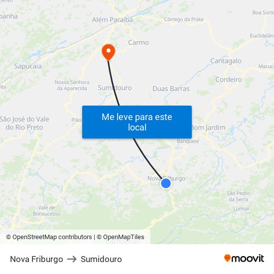 Nova Friburgo to Nova Friburgo map