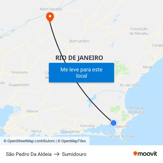 São Pedro Da Aldeia to Sumidouro map