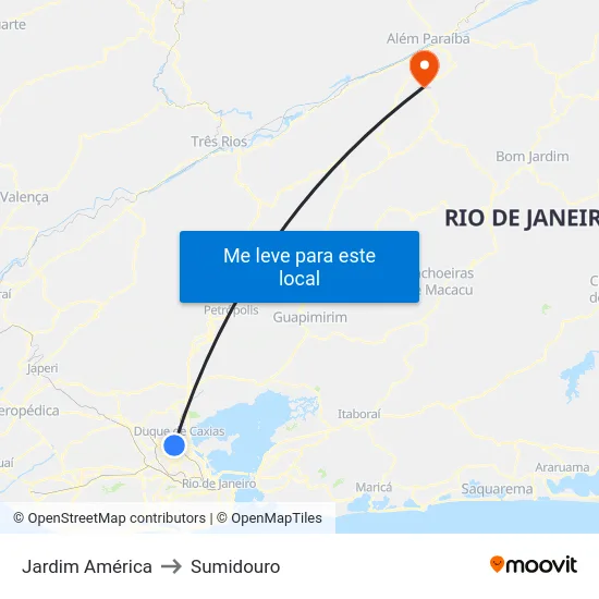 Jardim América to Sumidouro map
