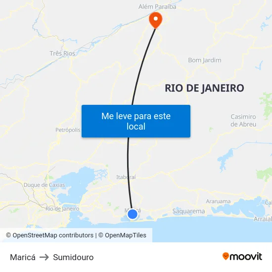 Maricá to Sumidouro map