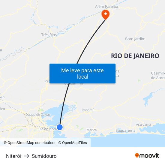 Niterói to Sumidouro map