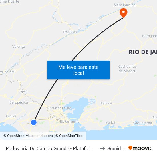 Rodoviária De Campo Grande - Plataforma A (Jabour) to Sumidouro map