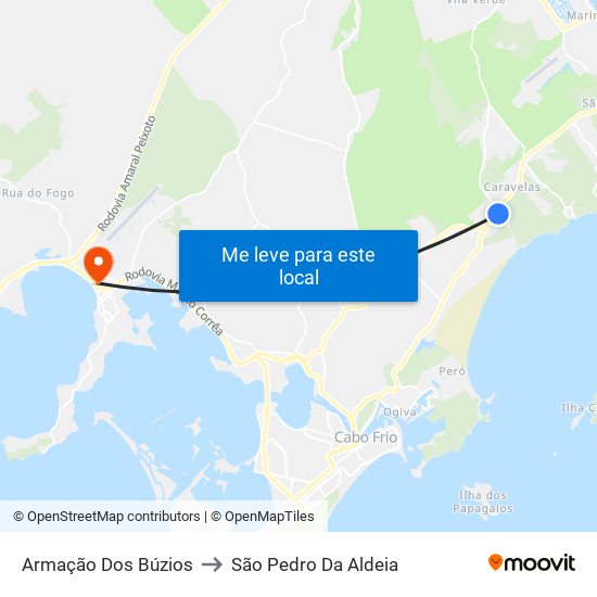 Armação Dos Búzios to São Pedro Da Aldeia map