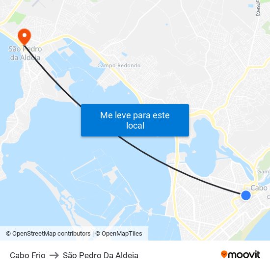 Cabo Frio to São Pedro Da Aldeia map