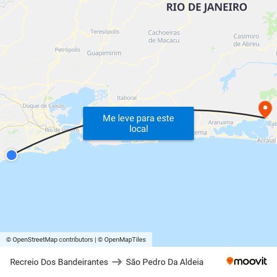 Recreio Dos Bandeirantes to São Pedro Da Aldeia map