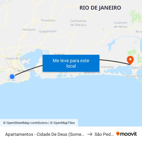 Apartamentos - Cidade De Deus (Somente Sentido Linha Amarela / Cidade De Deus) to São Pedro Da Aldeia map