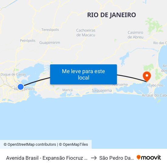 Avenida Brasil - Expansão Fiocruz / Vila Do João to São Pedro Da Aldeia map