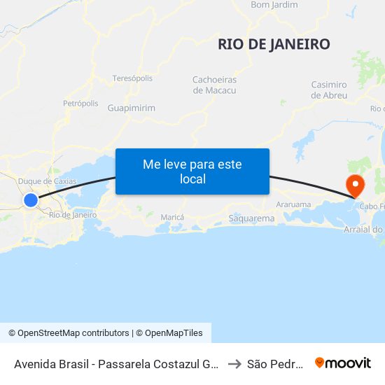 Avenida Brasil - Passarela Costazul Guadalupe (Sentido Zona Oeste) to São Pedro Da Aldeia map