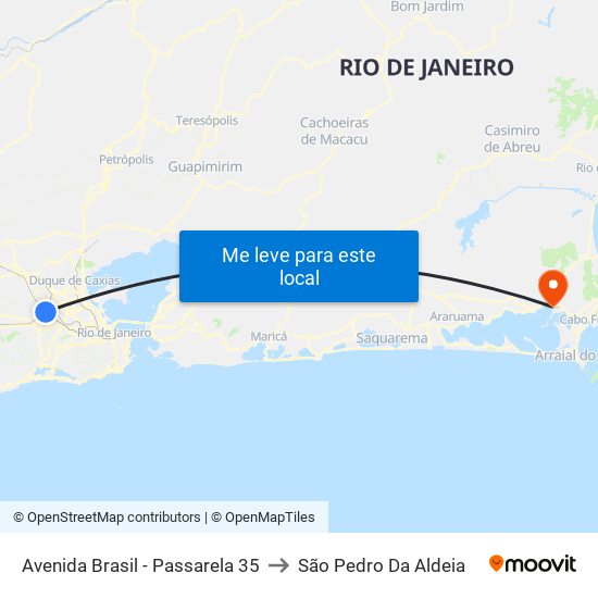 Avenida Brasil - Passarela 35 to São Pedro Da Aldeia map