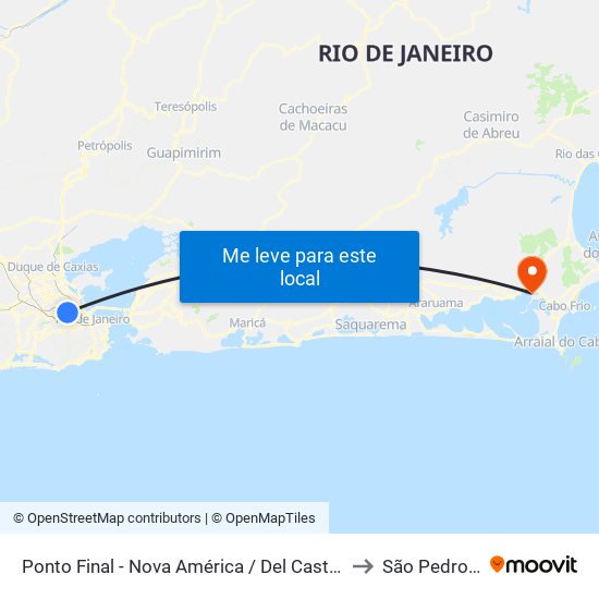 Ponto Final - Nova América / Del Castilho (Linhas Para Barra E Jpa) to São Pedro Da Aldeia map