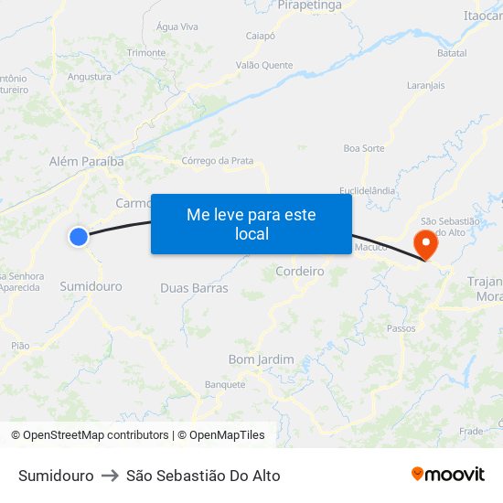 Sumidouro to São Sebastião Do Alto map