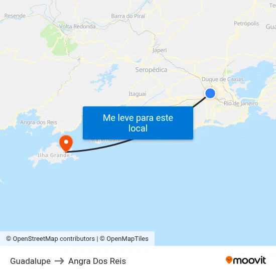 Guadalupe to Angra Dos Reis map