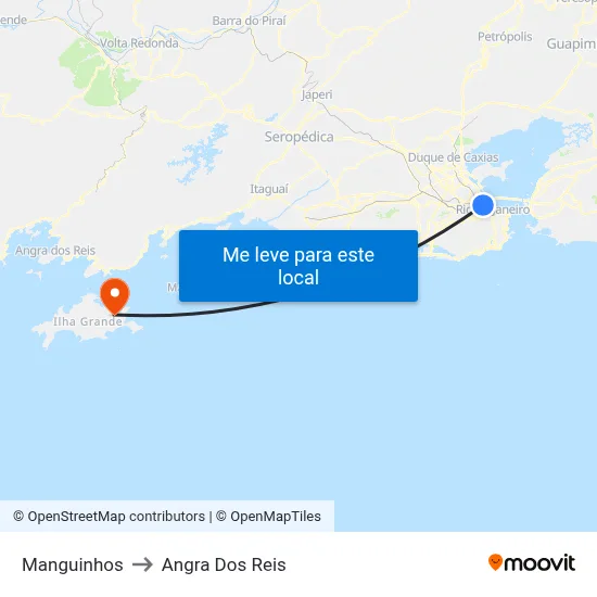 Manguinhos to Angra Dos Reis map