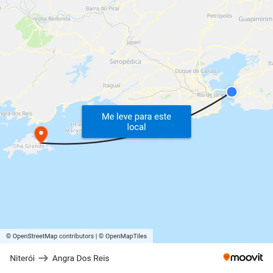 Niterói to Angra Dos Reis map