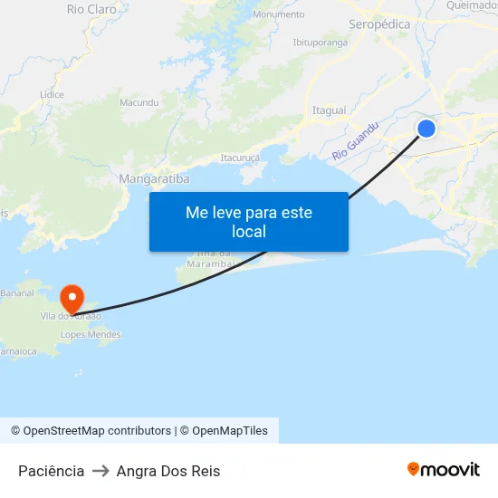 Paciência to Angra Dos Reis map